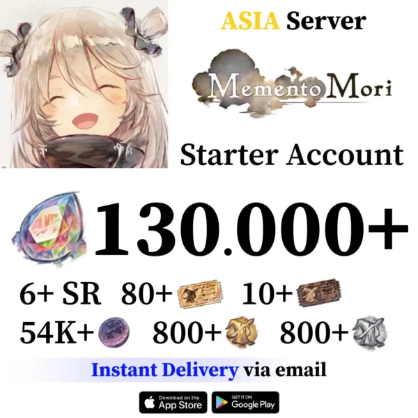 Memento Mori Reroll Account with 130,000+ Gems [Asia]