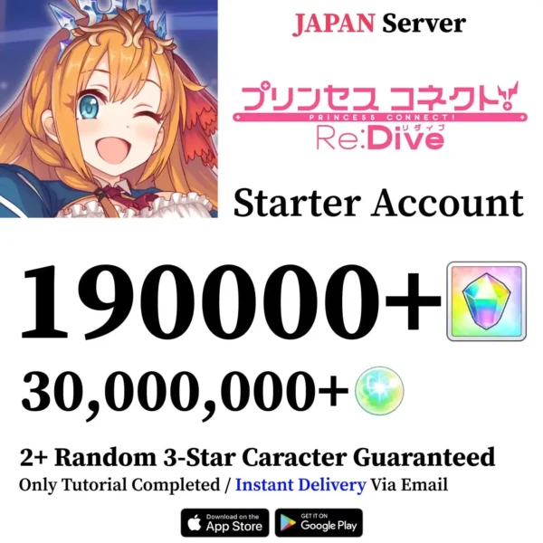 Princess Connect Re:Dive Starter Account with 190,000+ Jewels [Japan]