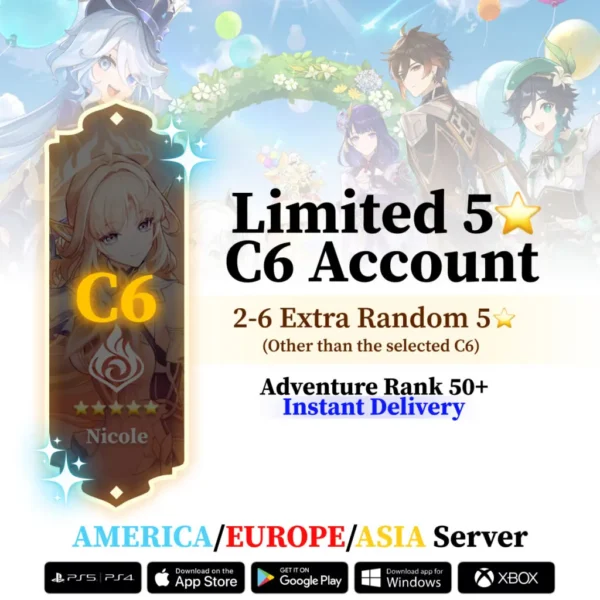 C6 Limited Genshin Impact Reroll Endgame Account