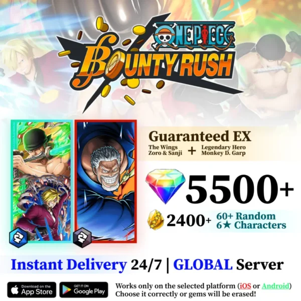 Four Emperors Luffy with Garp OPBR Starter Reroll Account [Global]