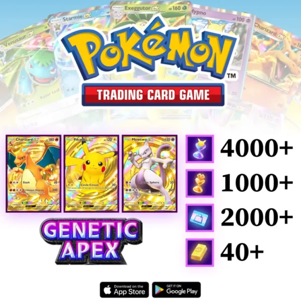 Pokemon TCG Pocket Genetic Apex Account with Crown Cards
