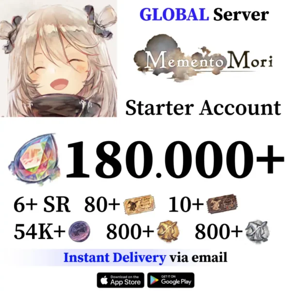 Memento Mori Reroll Account with 180.000+ Gems [Global]