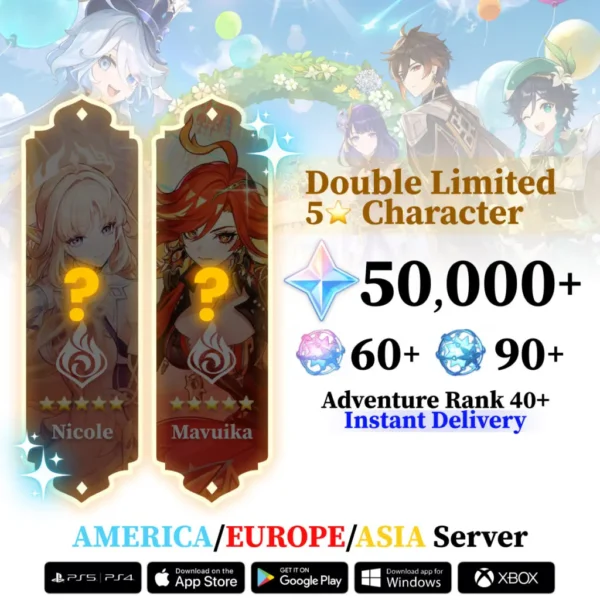 Genshin Impact Reroll Account with Double Limited and Wishes