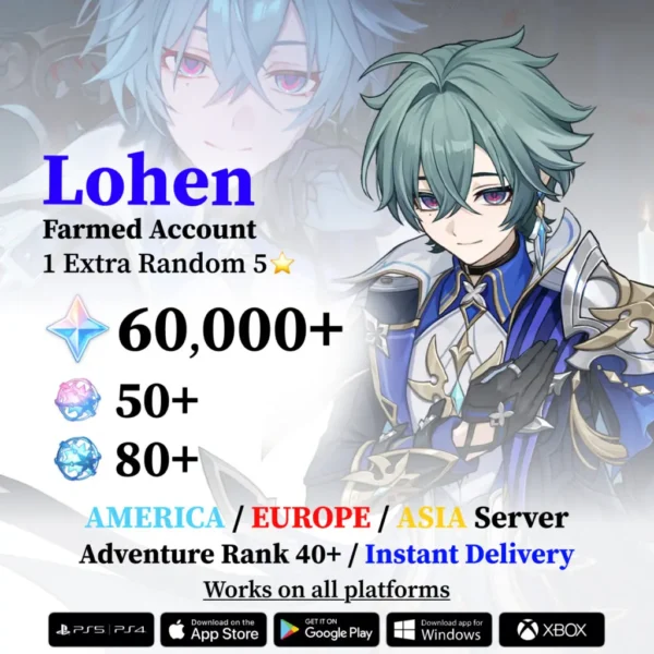 Lohen Genshin Impact Reroll Account with Primogems
