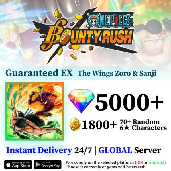 The Wings Zoro and Sanji One Piece Bounty Rush Starter Reroll Account