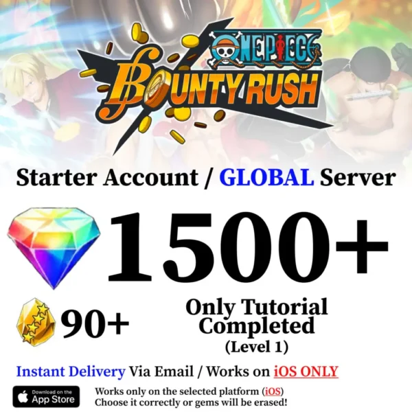 One Piece Bounty Rush Level 1 Reroll Account [Global - iOS]