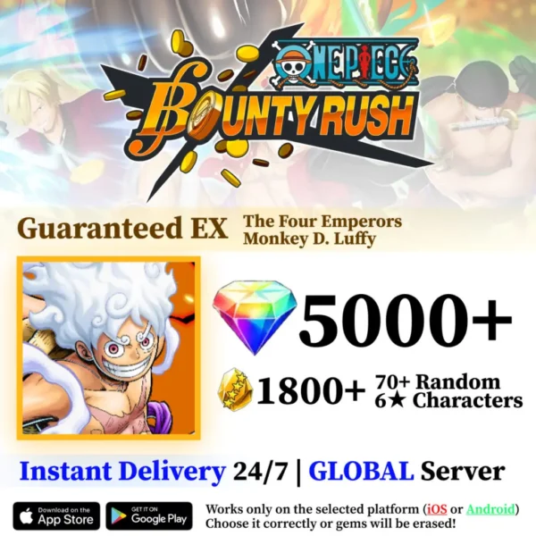 Four Emperors Monkey D. Luffy One Piece Bounty Rush Reroll Account