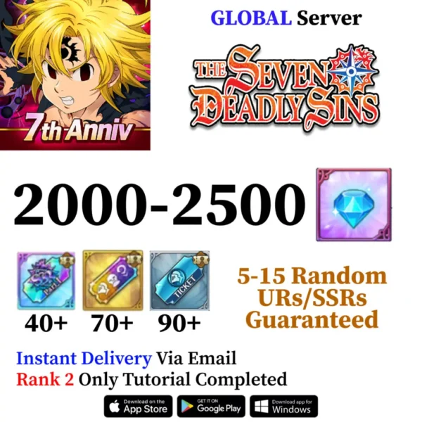 Seven Deadly Sins Grand Cross Account with Diamonds