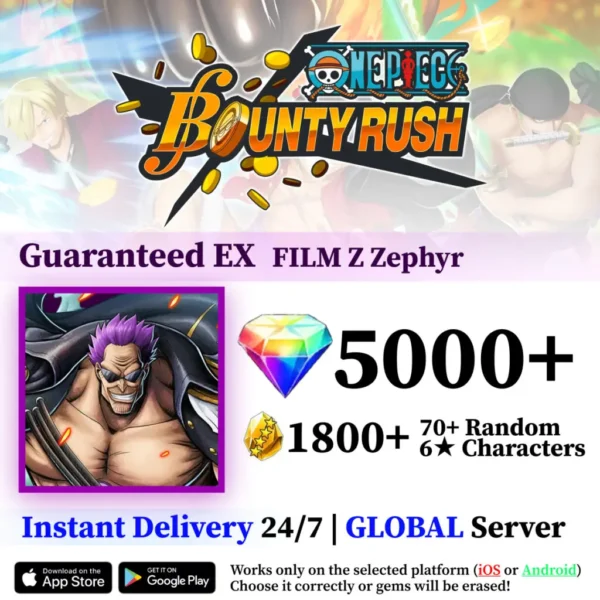FILM Z Zephyr One Piece Bounty Rush Starter Reroll Account