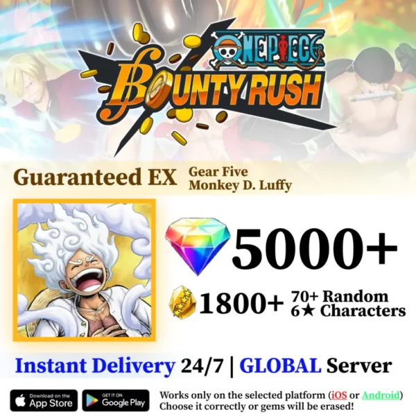 Gear 5 Monkey D. Luffy OPBR Starter Reroll Account [Global]