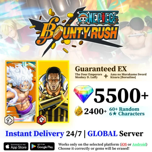 Four Emperors Luffy with Kizaru OPBR Starter Reroll Account [Global]