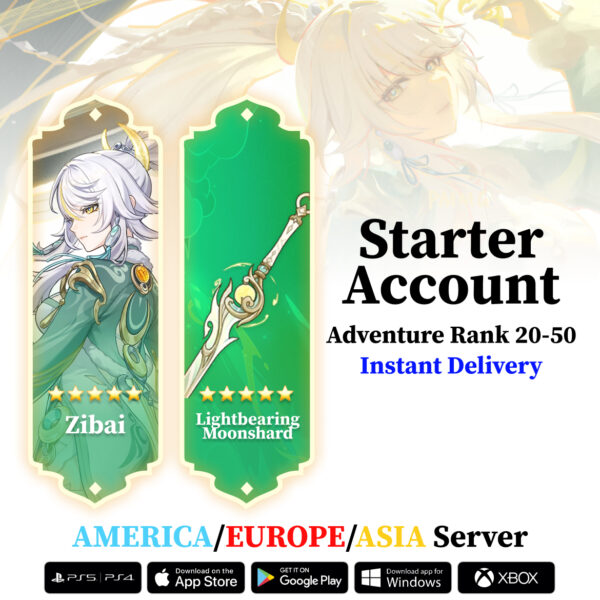 Zibai with Lightbearing Moonshard Genshin Impact Reroll Account