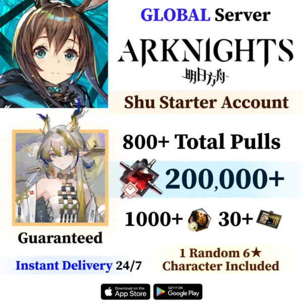 Shu Arknights Reroll Account with Orundum [Global]