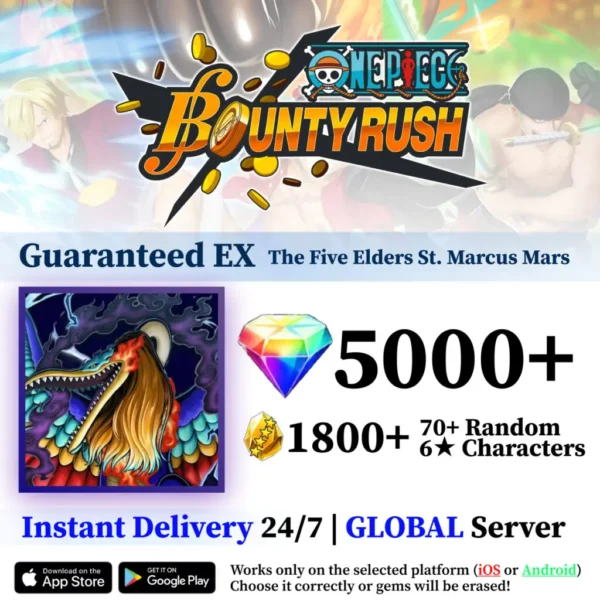 The Five Elders St. Marcus MarsOne Piece Bounty Rush Starter Reroll Account
