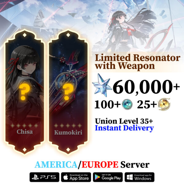 Wuthering Waves 5-Star Resonator with Weapon Starter Reroll Account