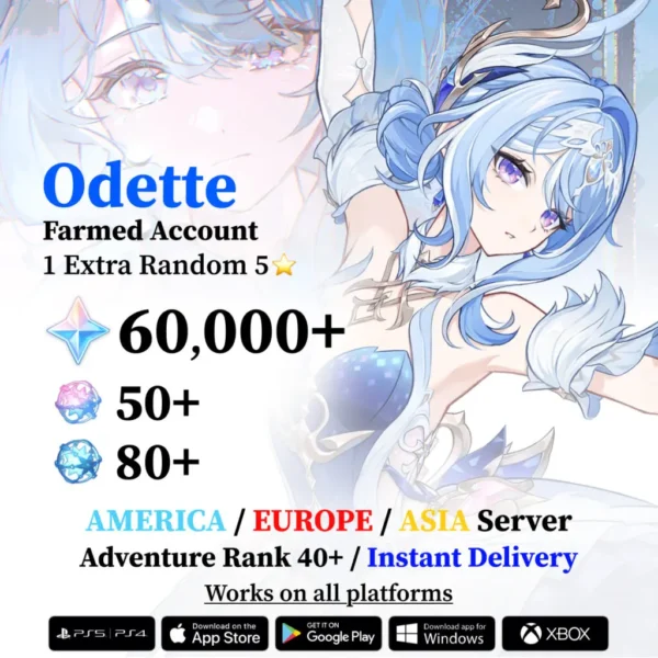Odette Genshin Impact Reroll Account with Primogems