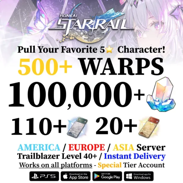 Honkai Star Rail Reroll Account with 100,000+ Stellar Jades