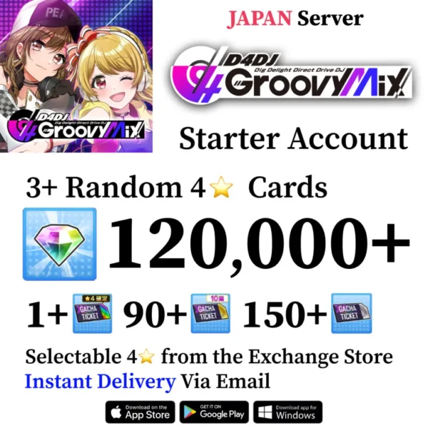 D4DJ Groovy Mix Reroll Account with 120,000+ Gems [Japan]