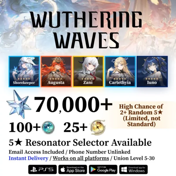 Wuthering Waves 5-Star Resonator Reroll Account with Astrites