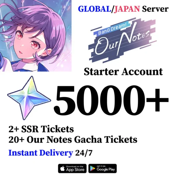 BanG Dream! Our Notes Starter Account with 5,000+ Stars and SSR Tickets [All Servers]