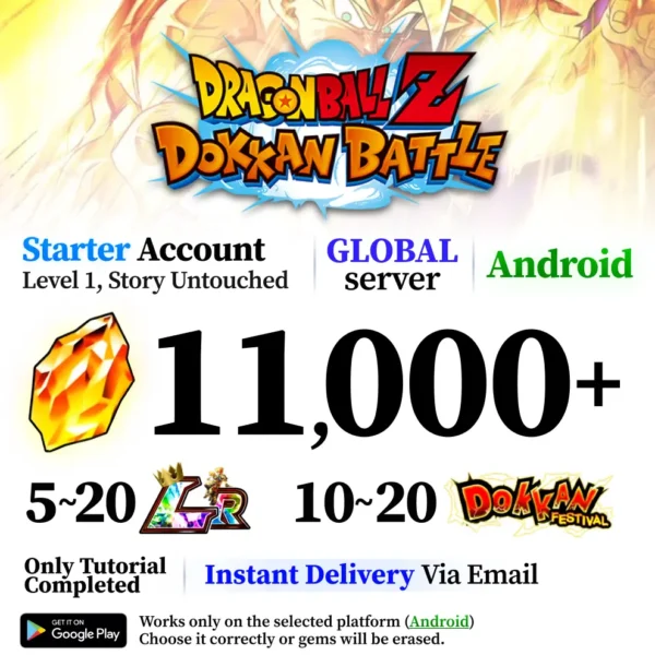 Dokkan Battle Starter Account with Dragon Stones and LRs [Android]