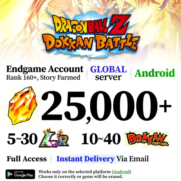 Dokkan Battle Farmed Account with Dragon Stones and LRs [Android]