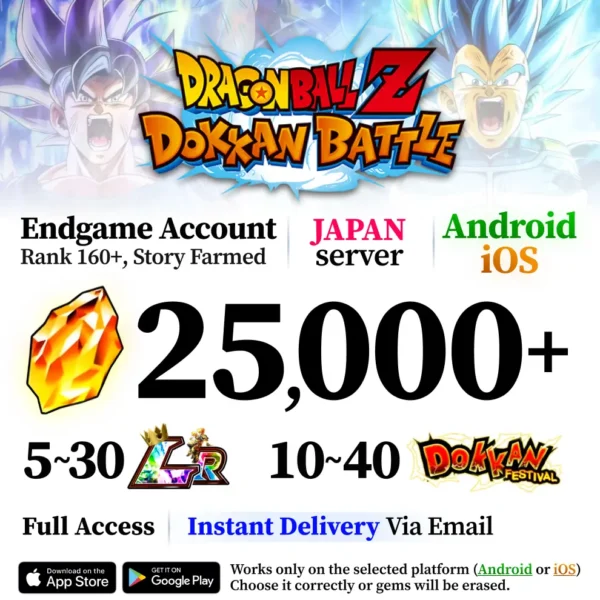 Dokkan Battle Farmed Account with Dragon Stones and LRs [Japan]