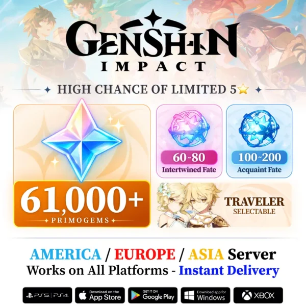 Genshin Impact Starter Account, 100-550 Wishes Reroll