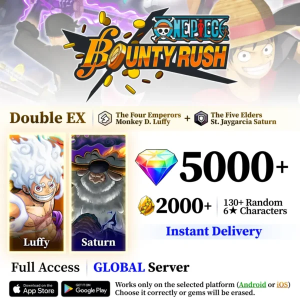 Saturn and Four Emperors Luffy OPBR Starter Reroll Account [Global]