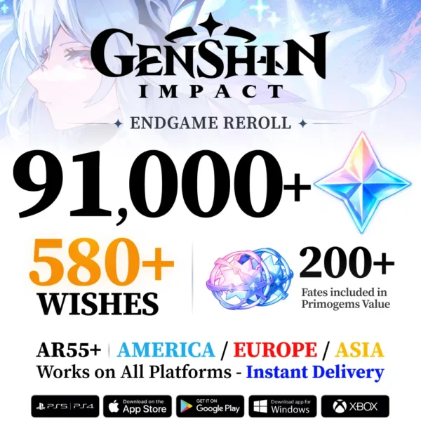Genshin Impact Reroll Account Endgame with Primogems and Wishes