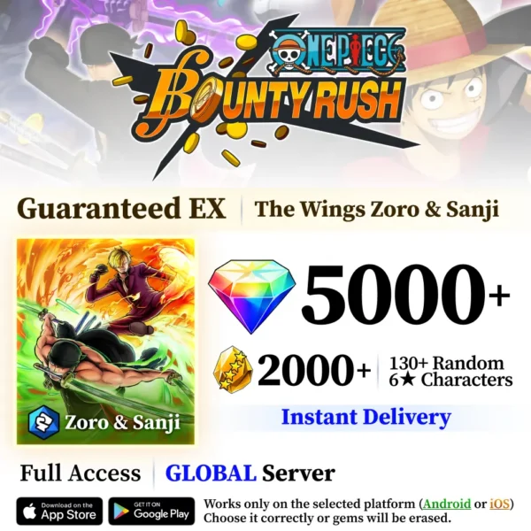 The Wings Zoro and Sanji One Piece Bounty Rush Starter Reroll Account