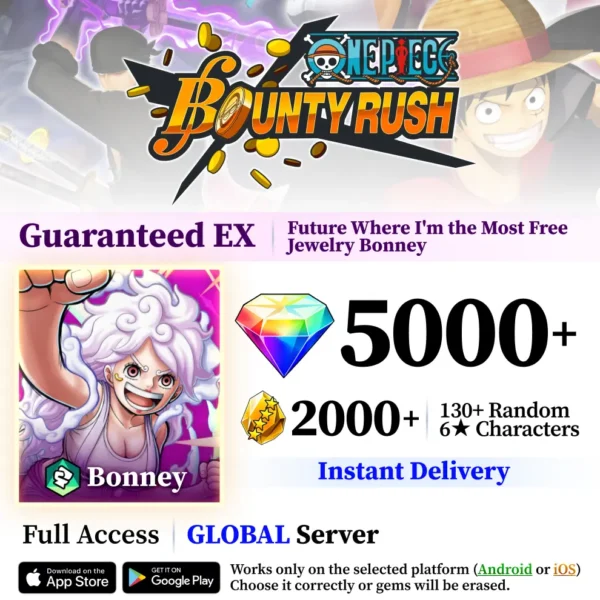 Future Where I’m the Most Free Jewelry Bonney One Piece Bounty Rush Starter Reroll Account