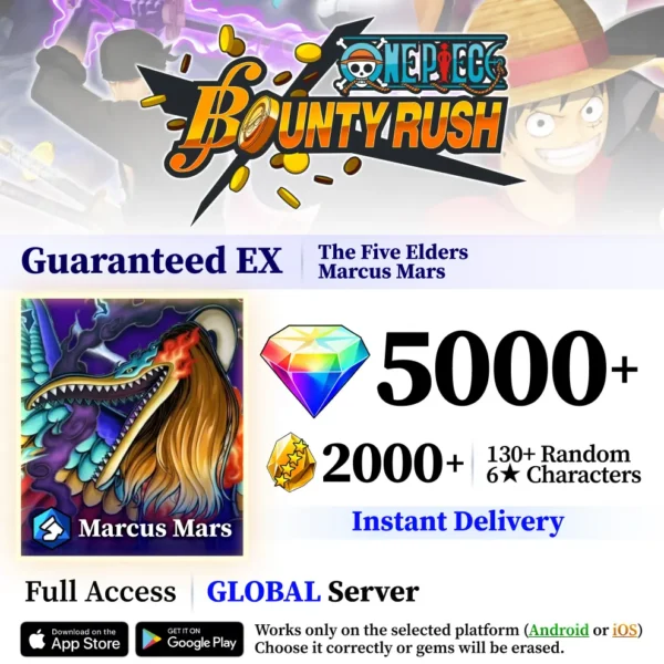 The Five Elders St. Marcus MarsOne Piece Bounty Rush Starter Reroll Account
